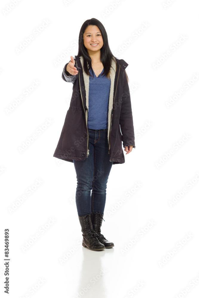 Model isolated with hand shake Model isolated with hand shake