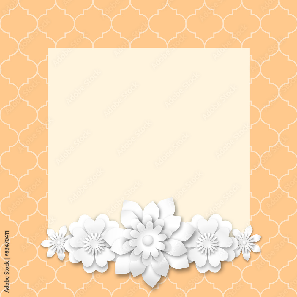 yellow image frame with white 3d flowers