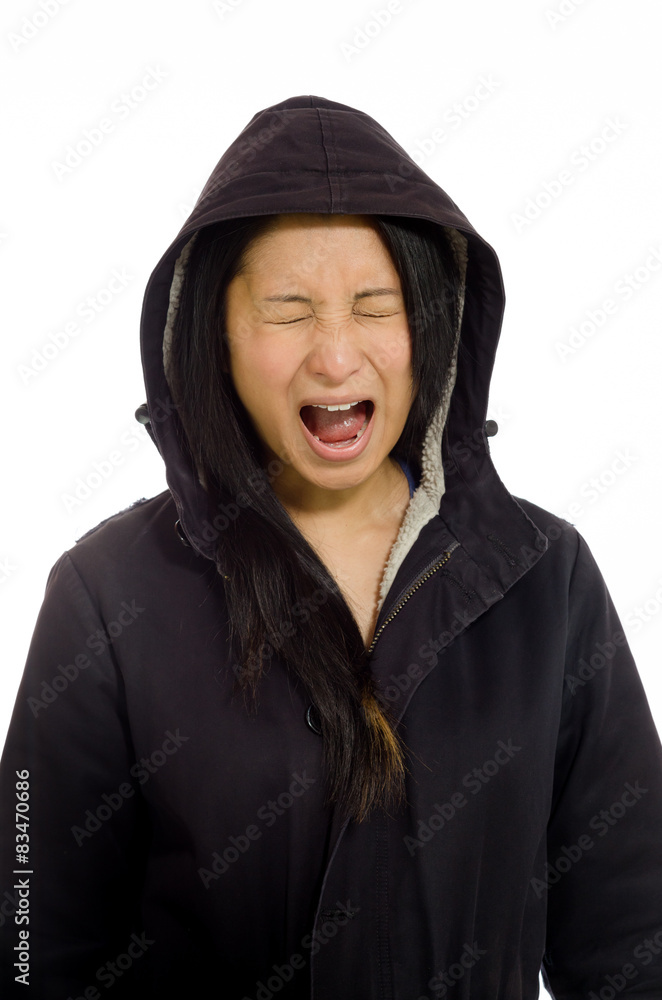Furious model screaming Furious model screaming