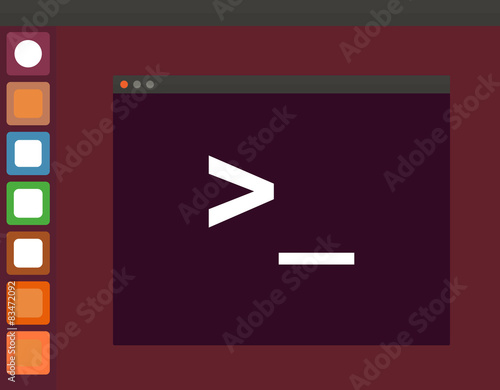 Terminal startup icon and linux interface, direct access to photo