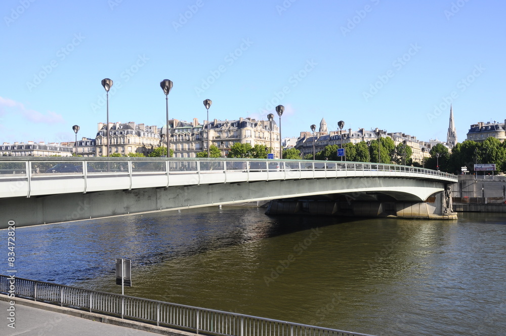 Seine and bridge in Paris on morning
