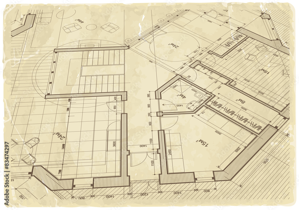 architecture blueprint - house plan & old paper texture architecture blueprint - house plan & old paper texture