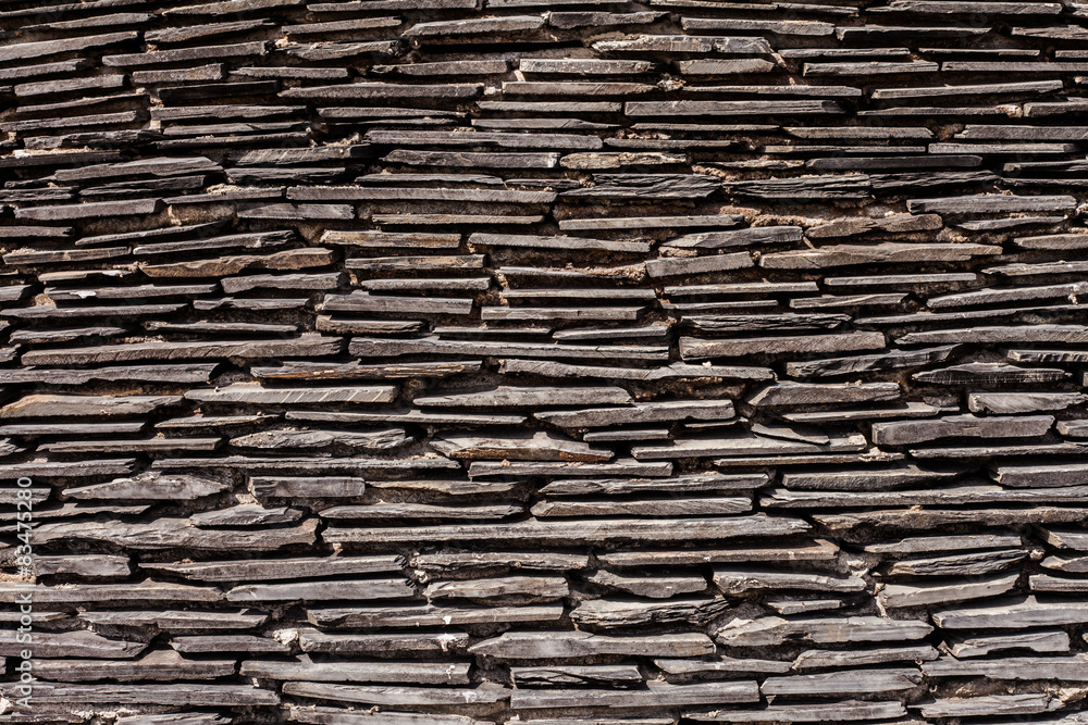 Fototapeta premium Close up of a brick-wall, Modern black stone texture background.