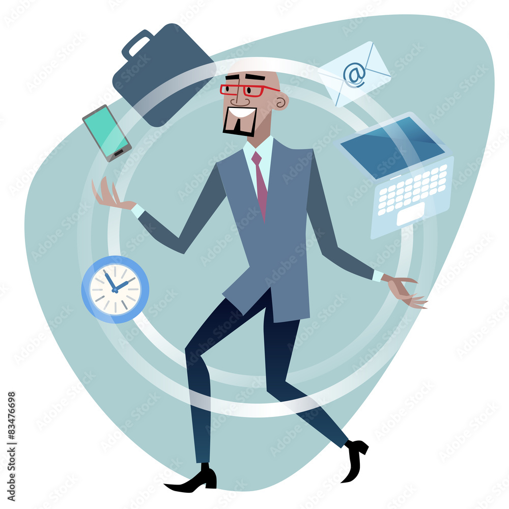 African businessman time management concept juggler African businessman time management concept juggler
