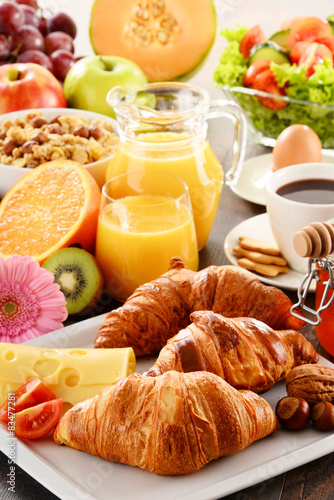 Obraz na płótnie Composition with breakfast on the table. Balnced diet.