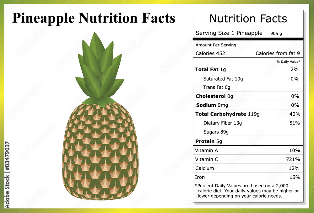 Pineapple Nutrition Facts Stock Vector Adobe Stock