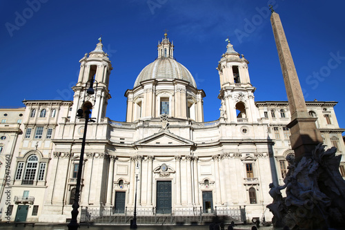 Photography Saint Agnese in Agone with Egypts obelisk in Piazza Navona, Rome