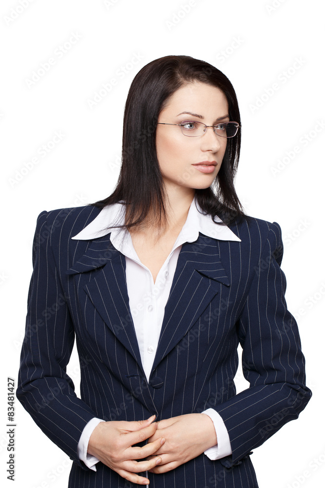 Businesswoman in glasses and formal suit isolated Businesswoman in glasses and formal suit isolated