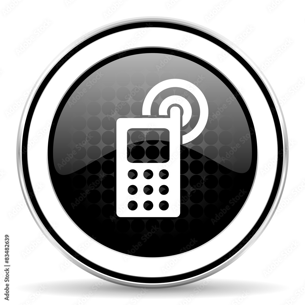 phone icon, black chrome button, mobile phone sign phone icon, black chrome button, mobile phone sign