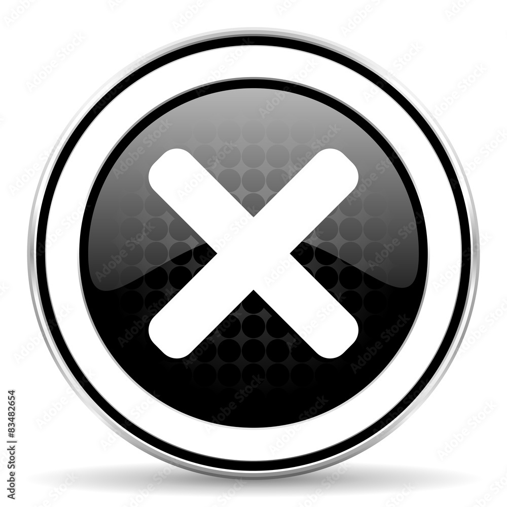 Fototapeta premium cancel icon, black chrome button, x sign