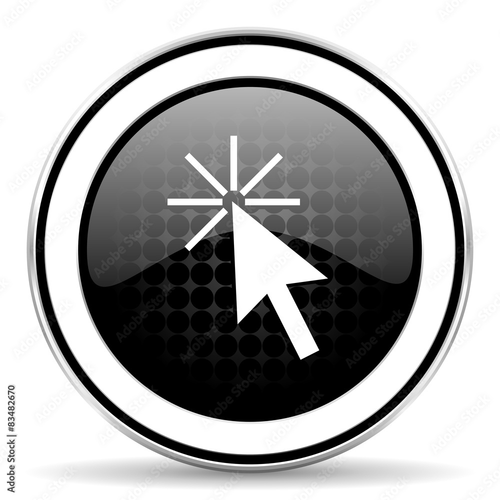 click here icon, black chrome button click here icon, black chrome button