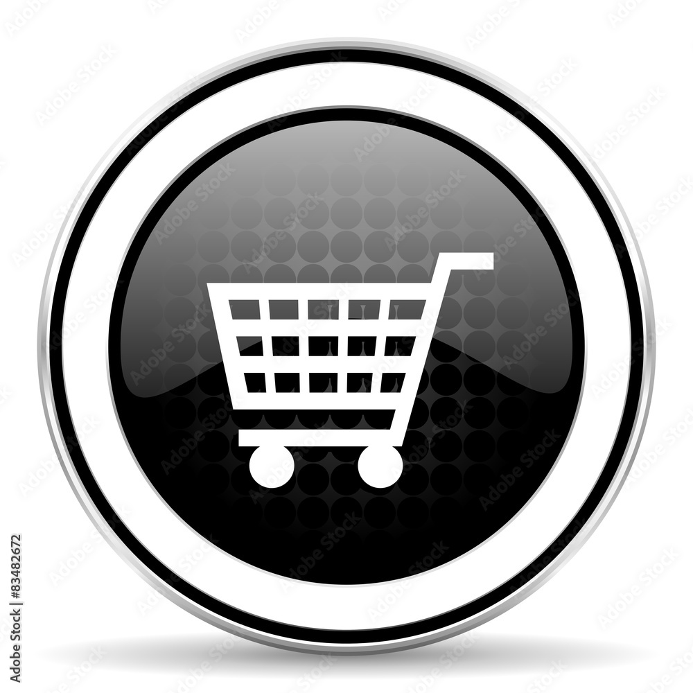 cart icon, black chrome button, shop sign cart icon, black chrome button, shop sign