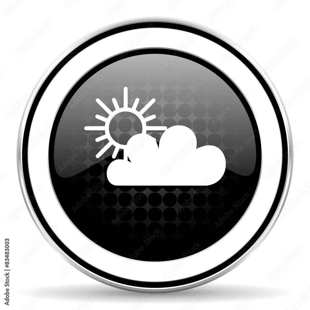cloud icon, black chrome button, waether forecast sign cloud icon, black chrome button, waether forecast sign