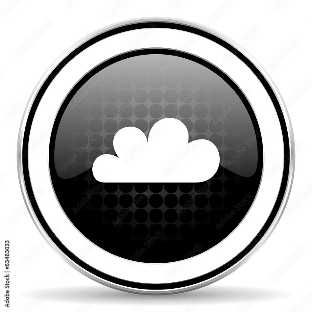 cloud icon, black chrome button, waether forecast sign cloud icon, black chrome button, waether forecast sign