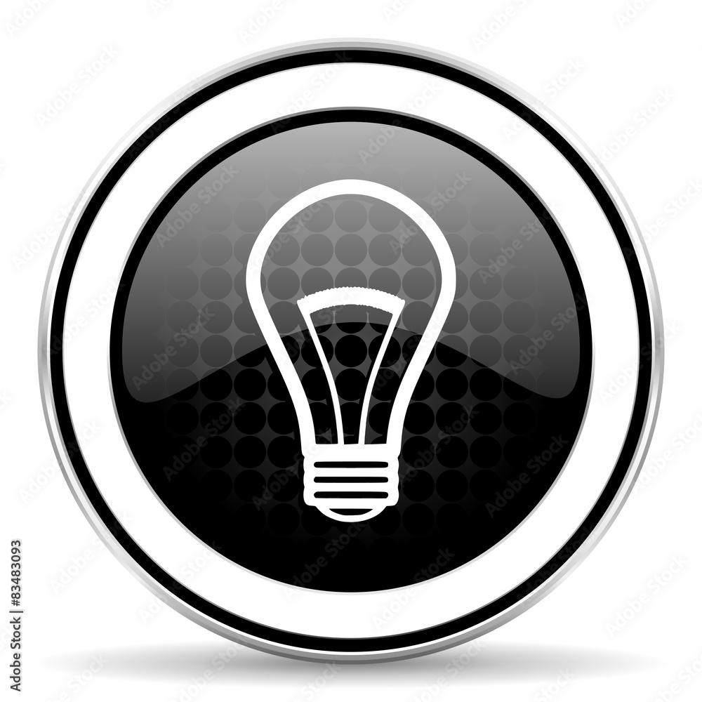 bulb icon, black chrome button, light bulb sign bulb icon, black chrome button, light bulb sign