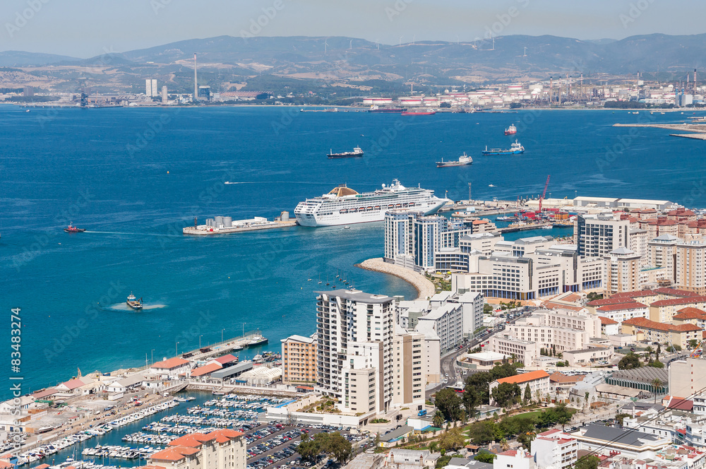 Big passenger ship in the port of Gibraltar