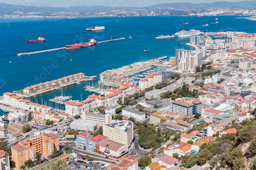 Aerial view over city of Gibraltar