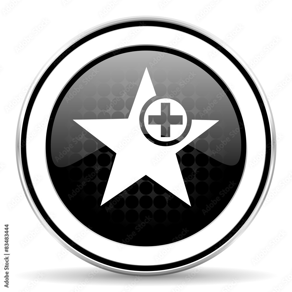 star icon, black chrome button, add favourite sign star icon, black chrome button, add favourite sign