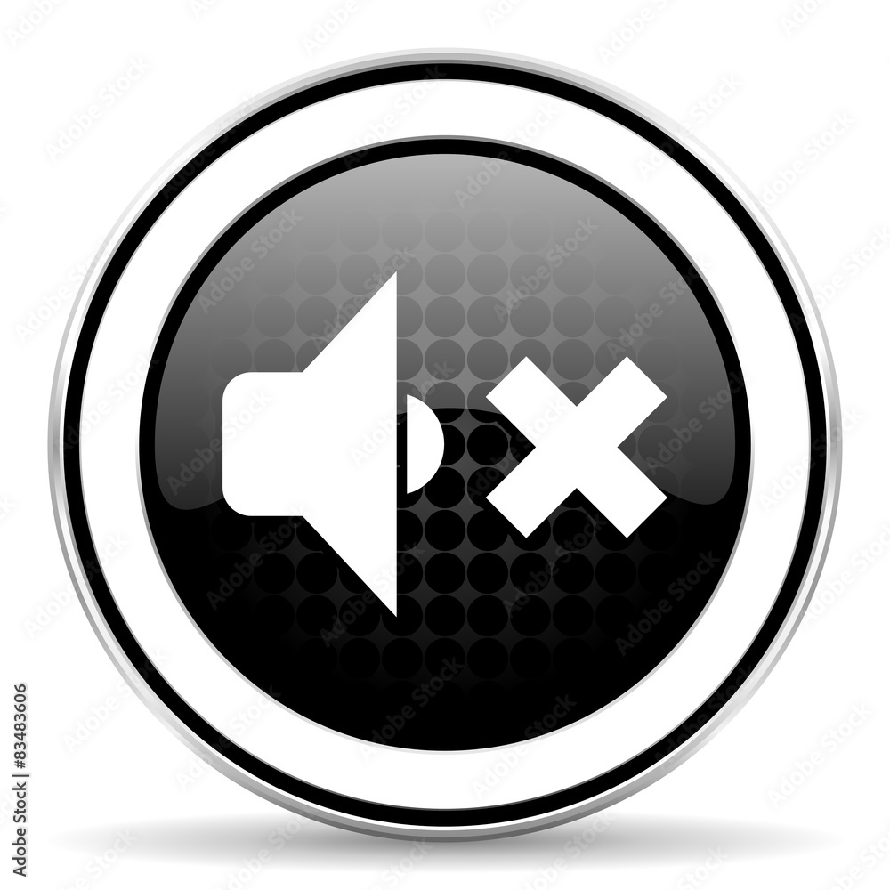 speaker volume icon, black chrome button, music sign speaker volume icon, black chrome button, music sign
