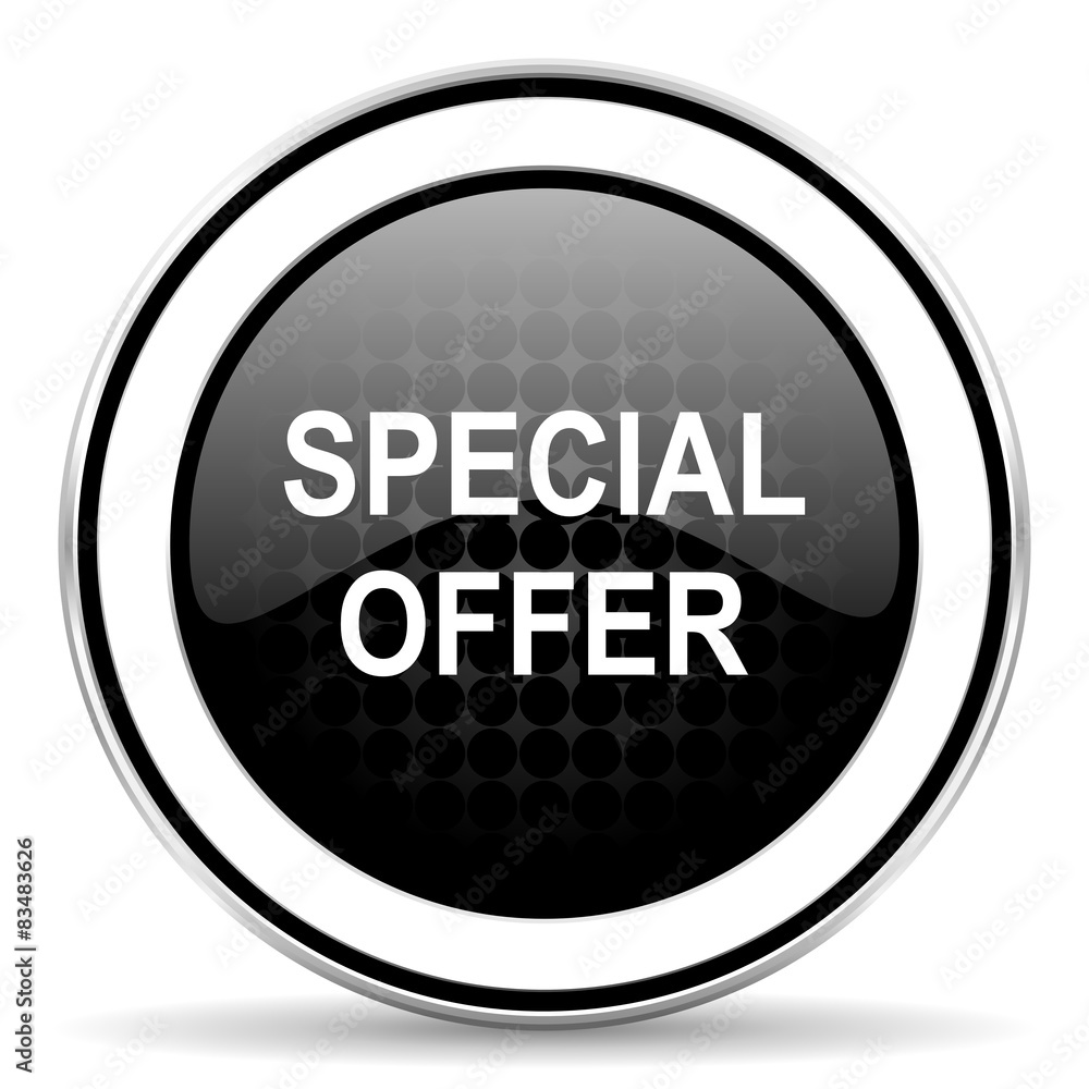 special offer icon, black chrome button special offer icon, black chrome button