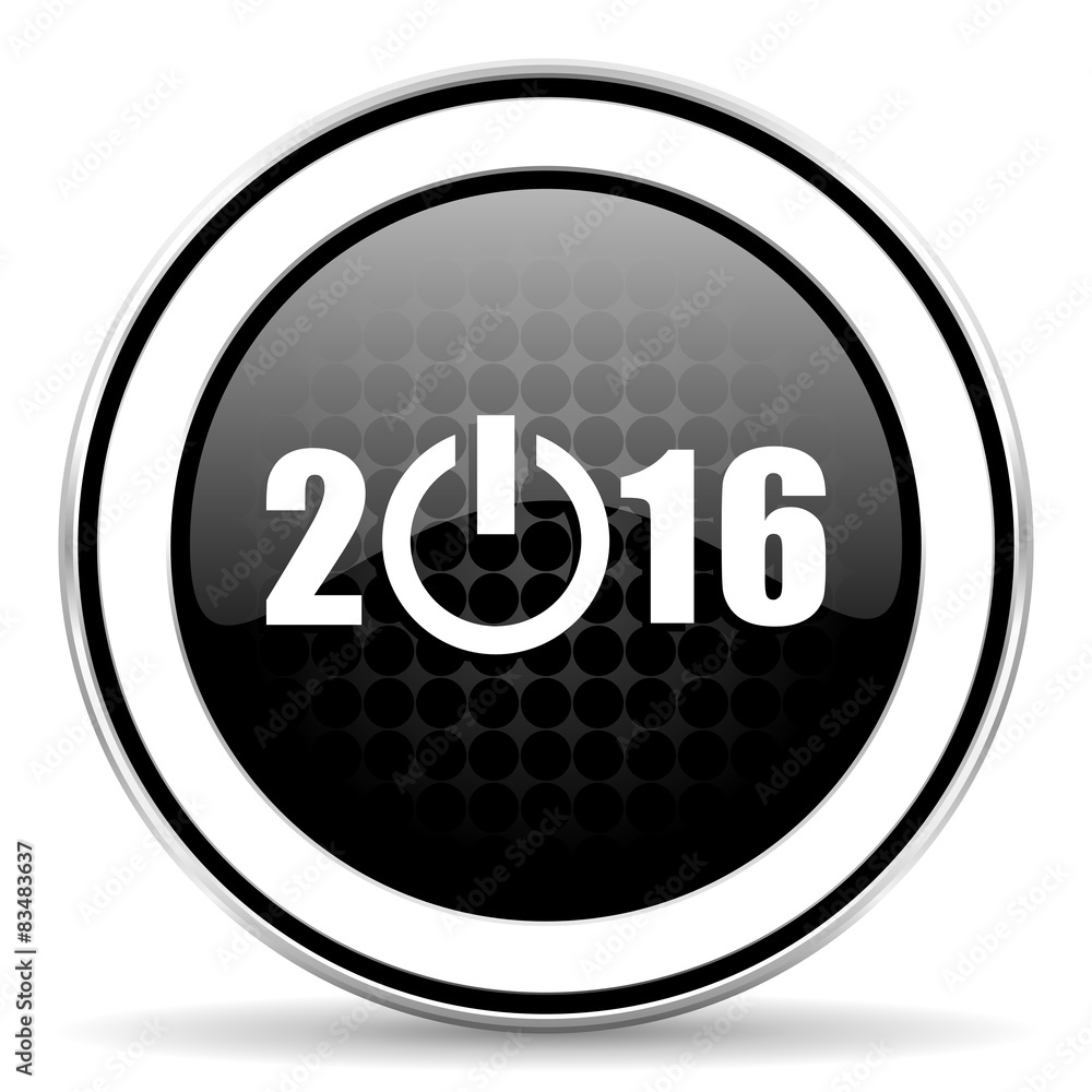 new year 2016 icon, black chrome button, new years symbol new year 2016 icon, black chrome button, new years symbol