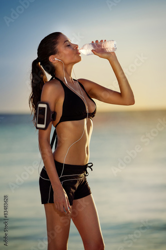thirsty female after running