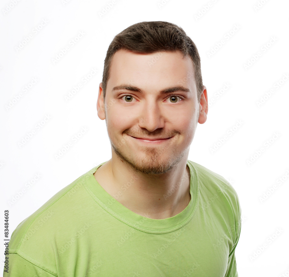 happy young man in green t-shirt happy young man in green t-shirt
