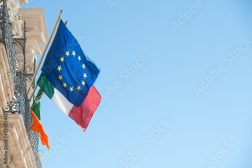 European and Italian flags