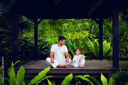 father teaches son to find inner balance