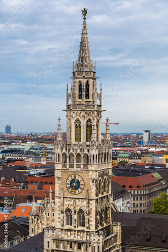 Aerial view on Marienplatz town hall