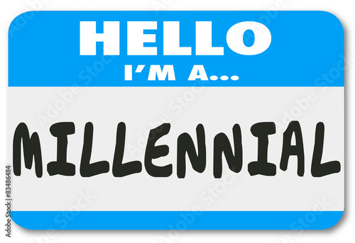 Hello I'm a Millennial Words Name Tag Sticker photo