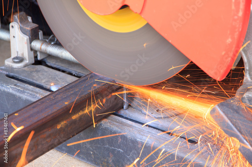 Stock Photo - Worker are cutting steel