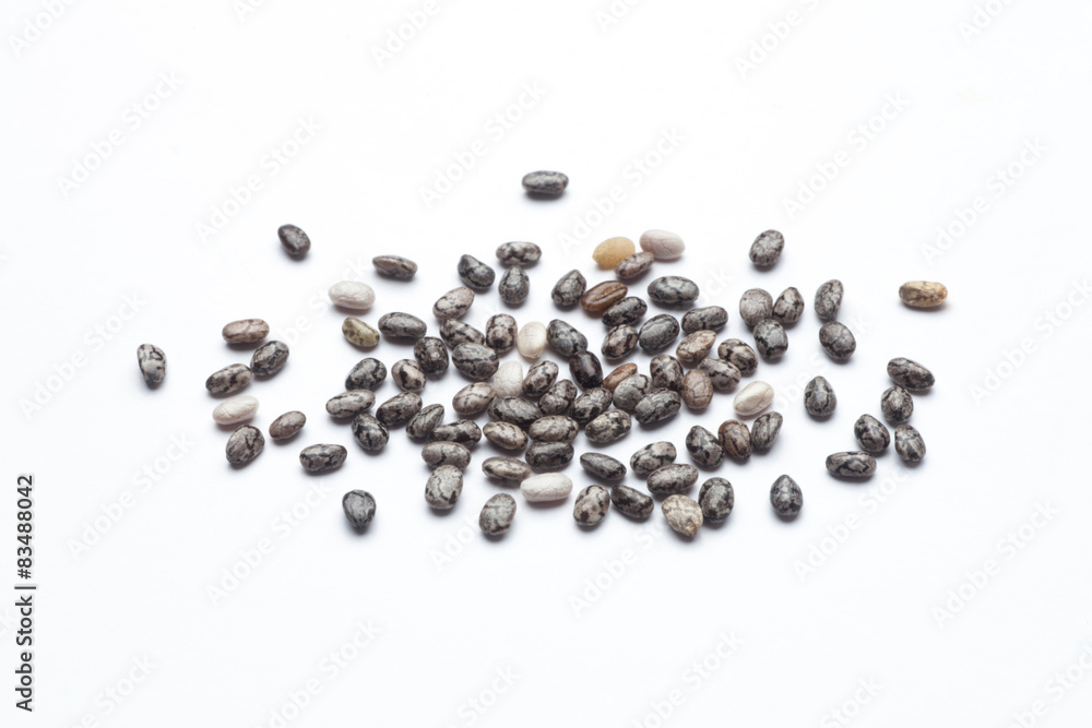 Heap of chia seeds on white background Heap of chia seeds on white background