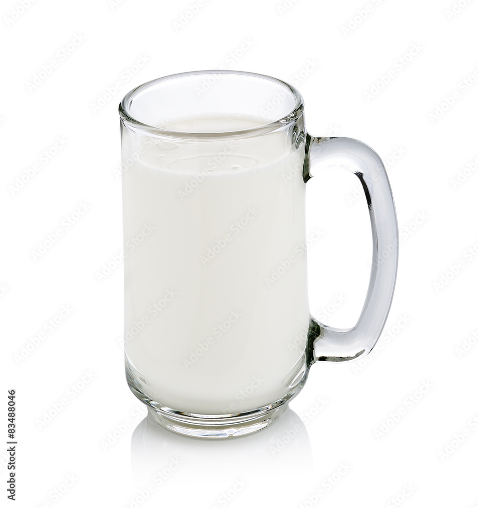 glass of milk isolated on white with glass of milk isolated on white with