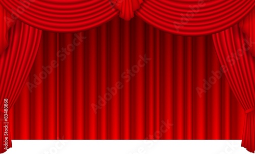 Red silk curtain with light from the searchlight