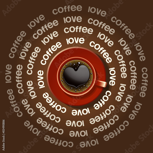 red cup of heart in black coffee