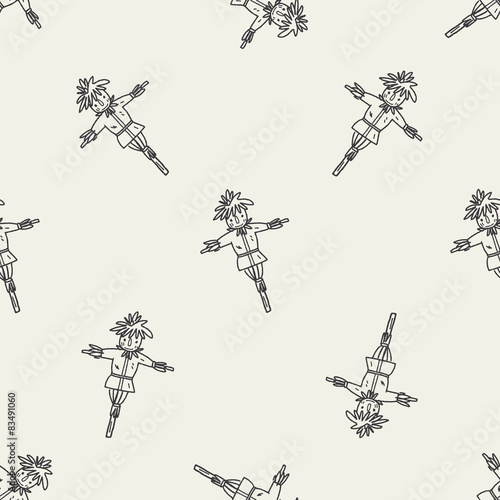 scarecrow doodle seamless pattern background