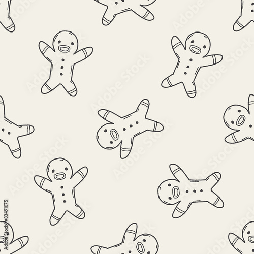 gingerbread man doodle seamless pattern background