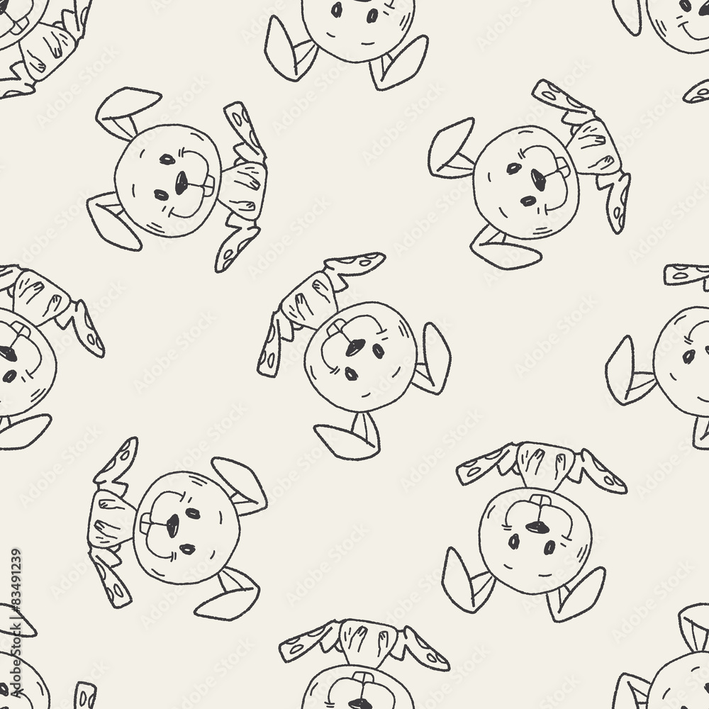 Chinese Zodiac rabbit doodle drawing seamless pattern background