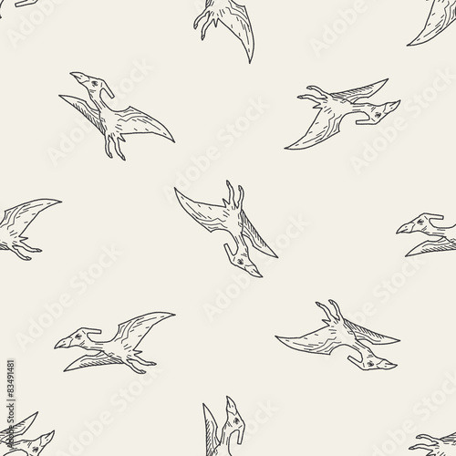 Pterodactyl dinosaur doodle seamless pattern background