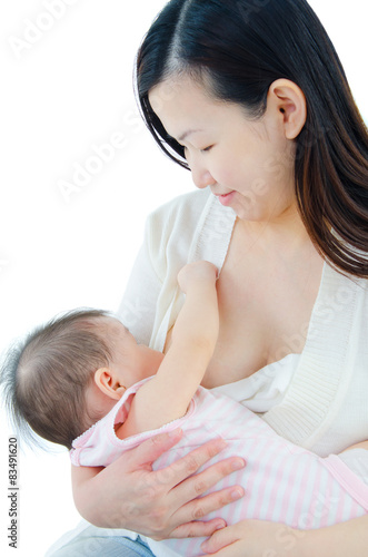 Asian mother breastfeeding her baby