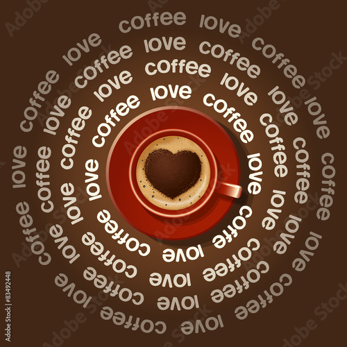 red cup of heart in Cappuccino