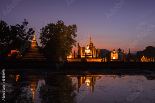 Sukhothai historical park. Buddhist temple ruins in Sukhothai hi