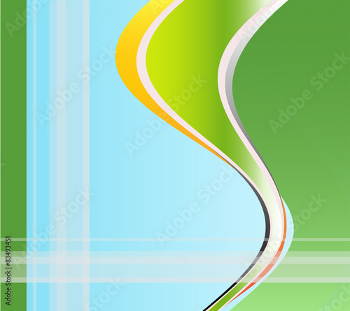 Green Wave vector on blue background 