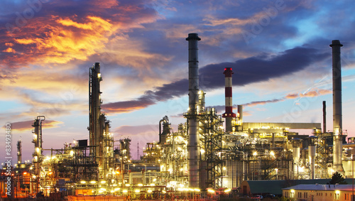 Oil and gas industry - refinery at twilight - factory photo