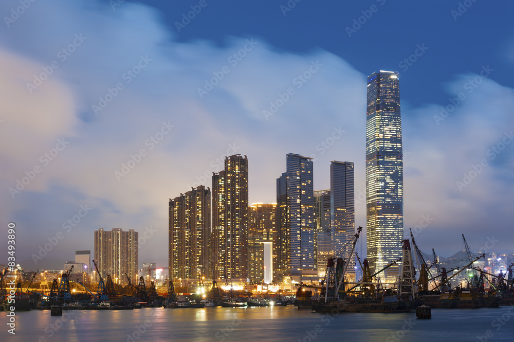 Hong Kong Harbor at night