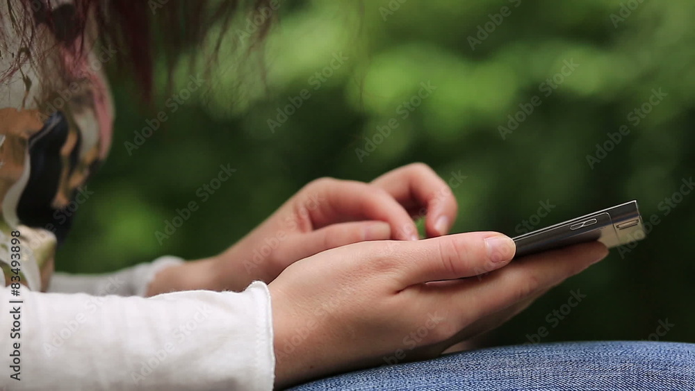 Using smartphone outdoors Using smartphone outdoors