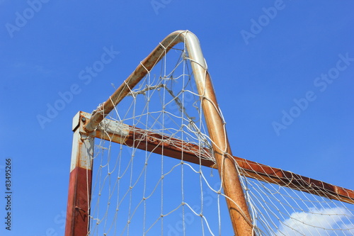 futsal goal post on the blue sky background