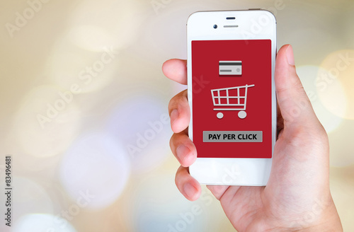 Pay per click on smart phone screen, business concept