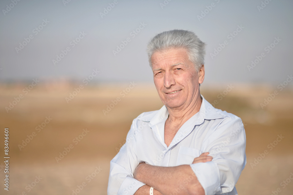 Senior man in desert Senior man in desert